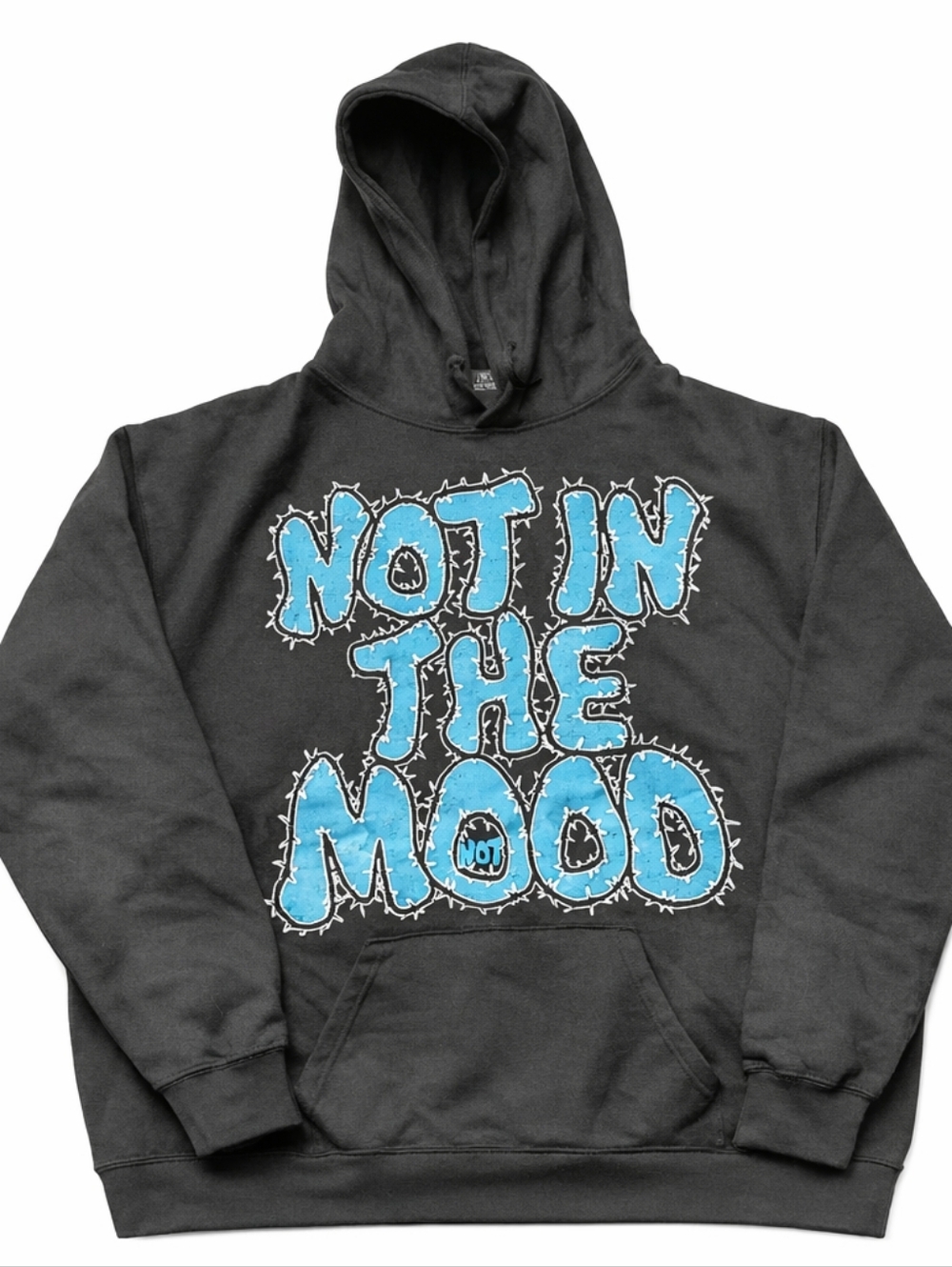 Mood Swings Hoodie NOT IN THE MOOD Black Blue Graphic XL Made in USA Streetwear
